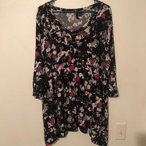 Cynthia Rowley color splash shark bite hem top